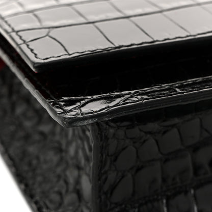 Alexander McQueen Calfskin Crocodile Embossed Skull Mini Crossbody Bag Black 12 of 12
