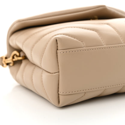 Saint Laurent Calfskin Y Quilted Monogram Toy Loulou Crossbody Bag Dark Beige 9 of 12