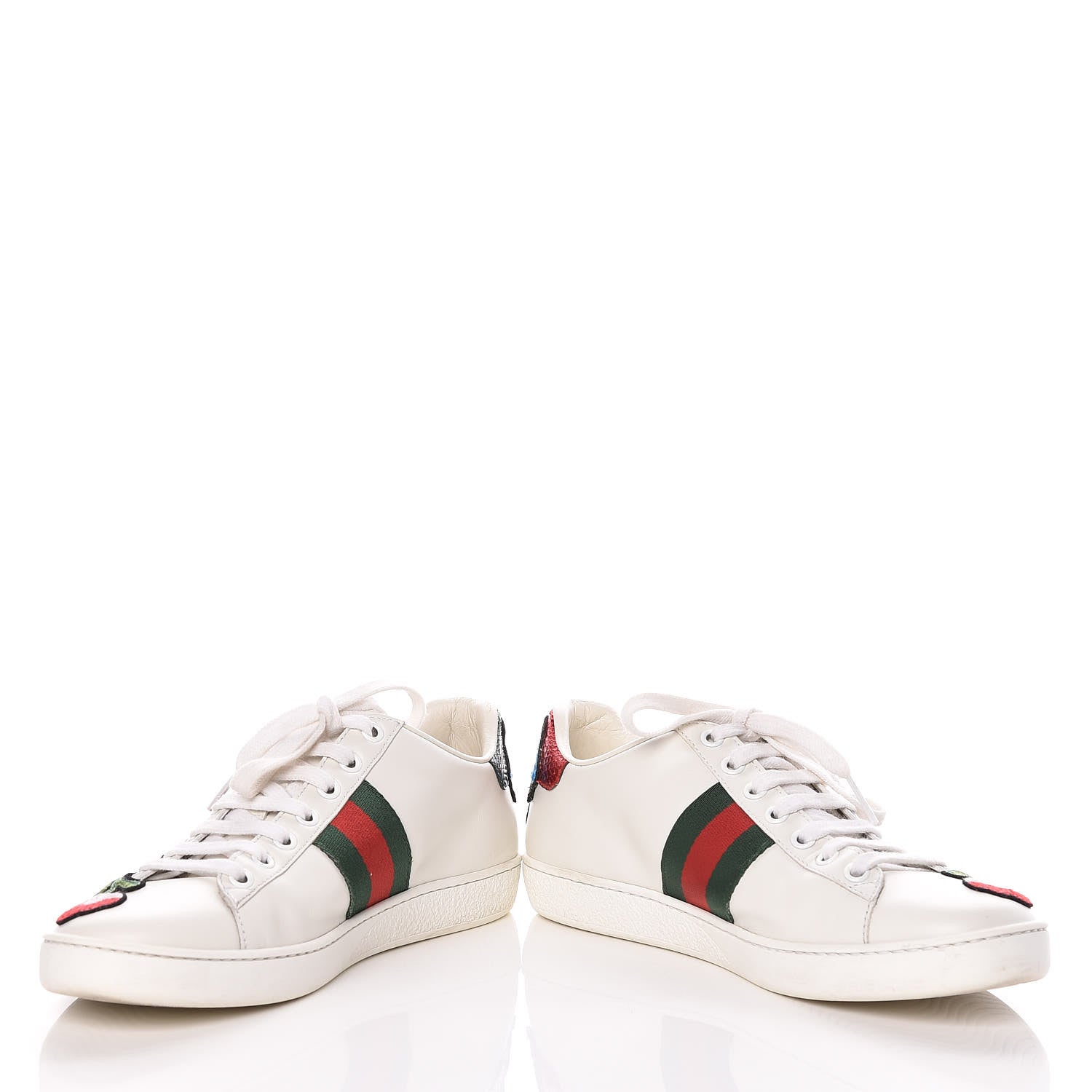 Gucci Metallic Calfskin Floral Embroidered Womens Ace Sneakers 36.5 Silver 6 of 17