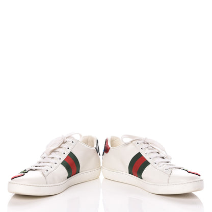 Gucci Metallic Calfskin Floral Embroidered Womens Ace Sneakers 36.5 Silver 6 of 17
