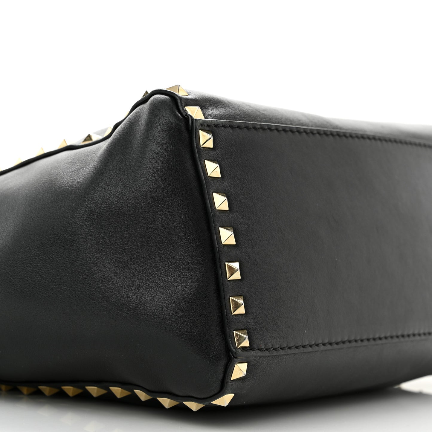 Vitello Rockstud Double Handle Tote Black