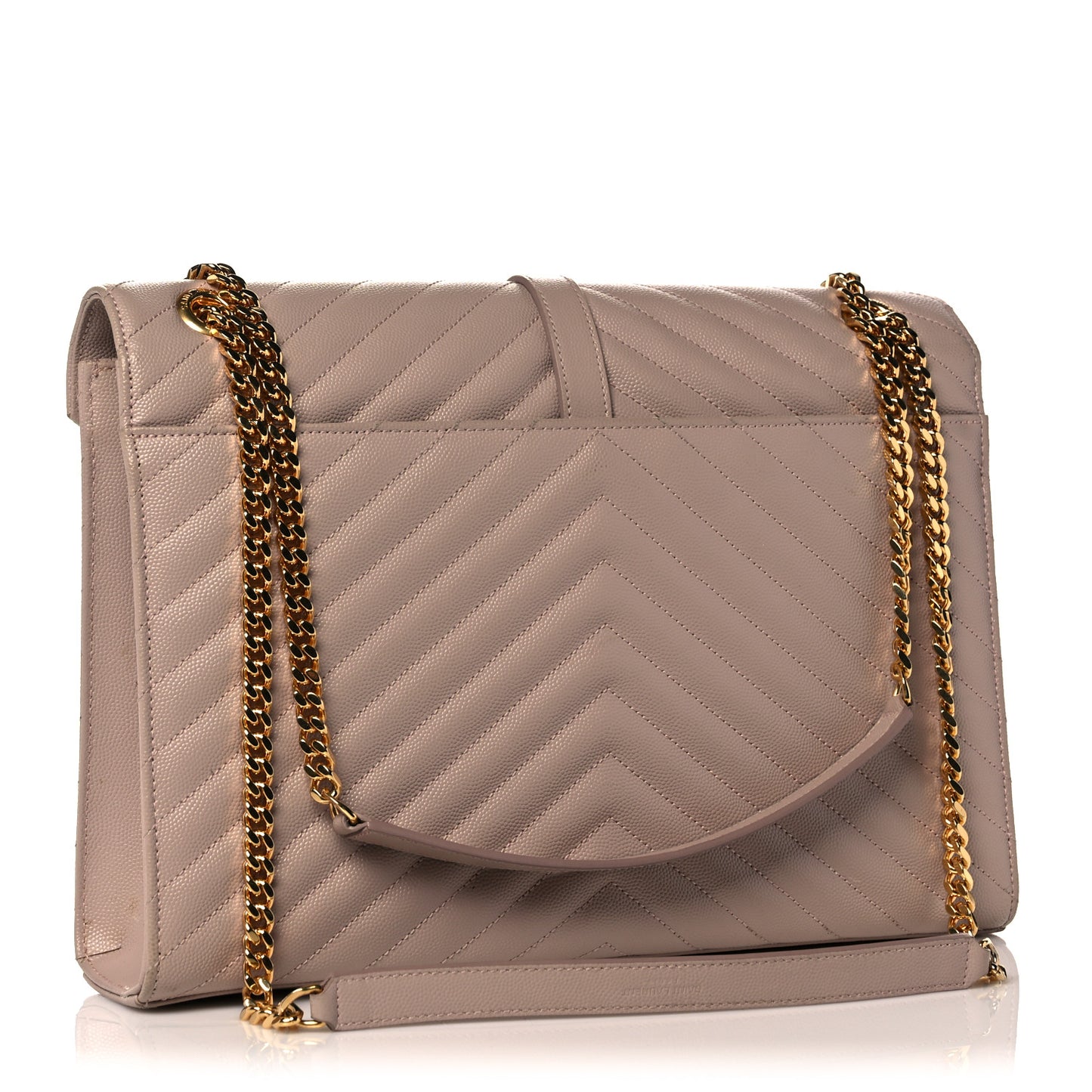 Grain De Poudre Matelasse Chevron Large Monogram Satchel Nude Powder
