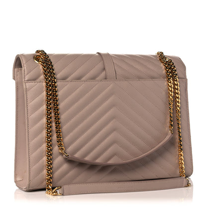 Saint Laurent Grain De Poudre Matelasse Chevron Large Monogram Satchel Nude Powder 2 of 9
