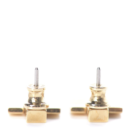 Hermes Gold Lacquer Eileen Earrings White 5 of 6