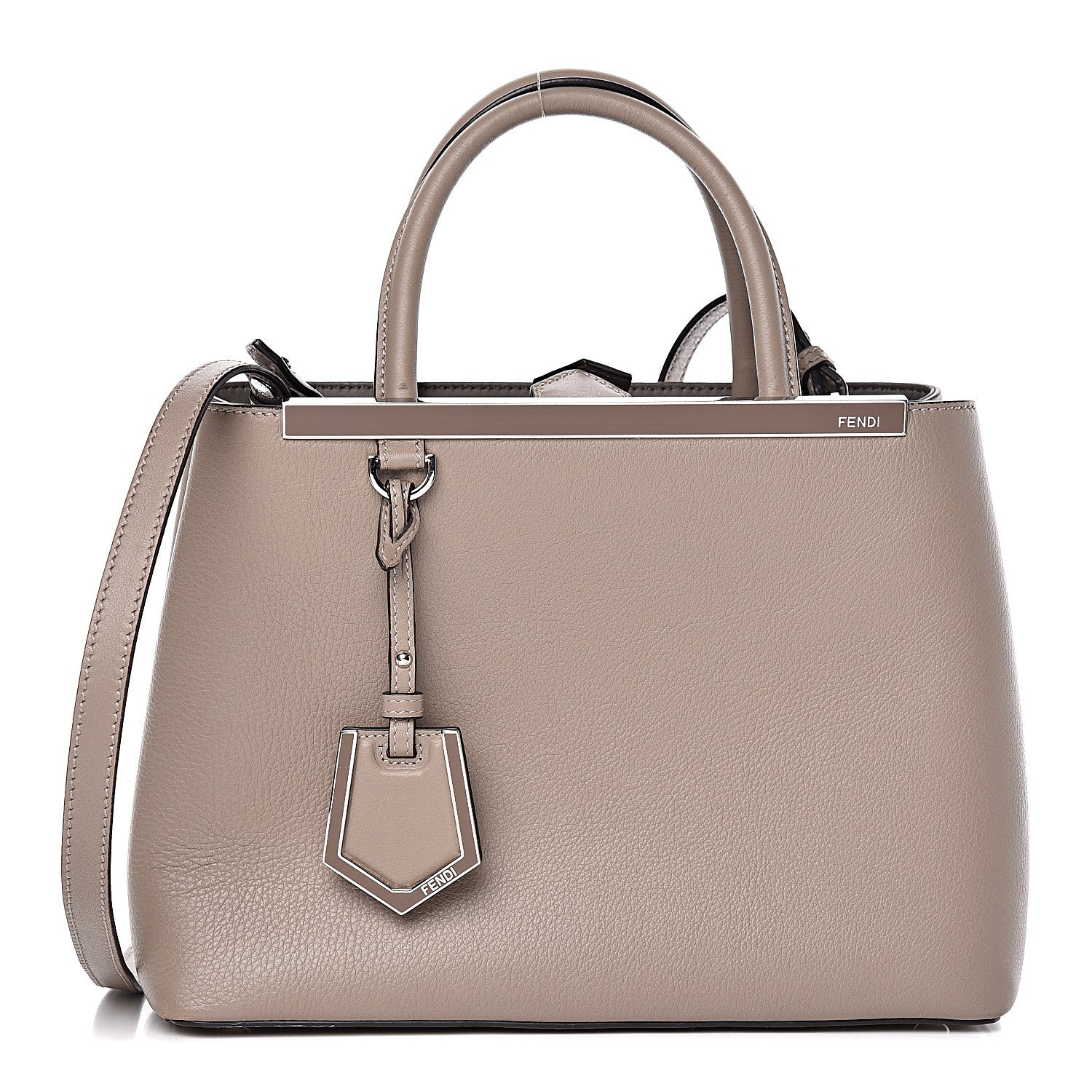 Fendi Vitello Dolce Century Petite 2Jours Tote Tortora Carbone 1 of 11