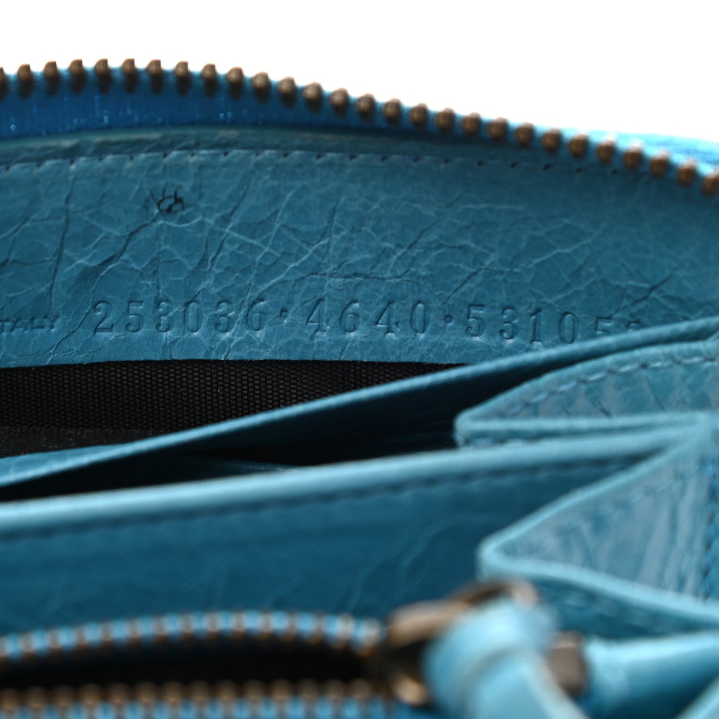 Agneau Giant 12 Hardware Continental Zip Around Wallet Blue Paon