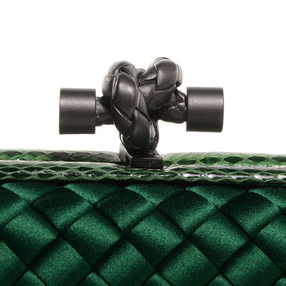 Bottega Veneta BOTTEGA VENETA Satin Intreccio Impero Ayers Stretch Knot Clutch Emerald 8 of 11