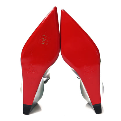 Christian Louboutin Patent Iridescent Sling Condorage 85 Wedge Pumps 39 Black 5 of 8
