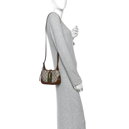 Gucci GG Supreme Monogram Azalea Calfskin Web Mini Jackie 1961 Hobo Beige Ebony Brown Sugar 2 of 11