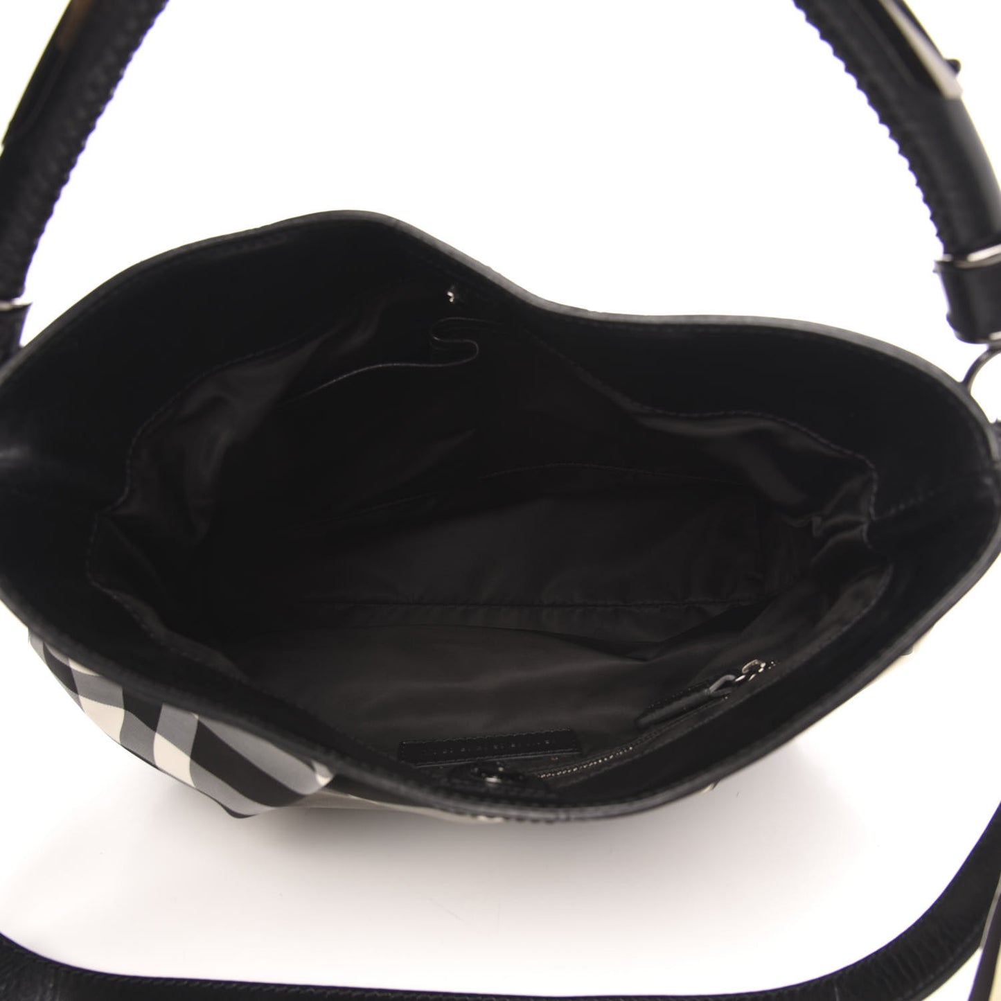 Nylon Beat Check Studded Hobo Black