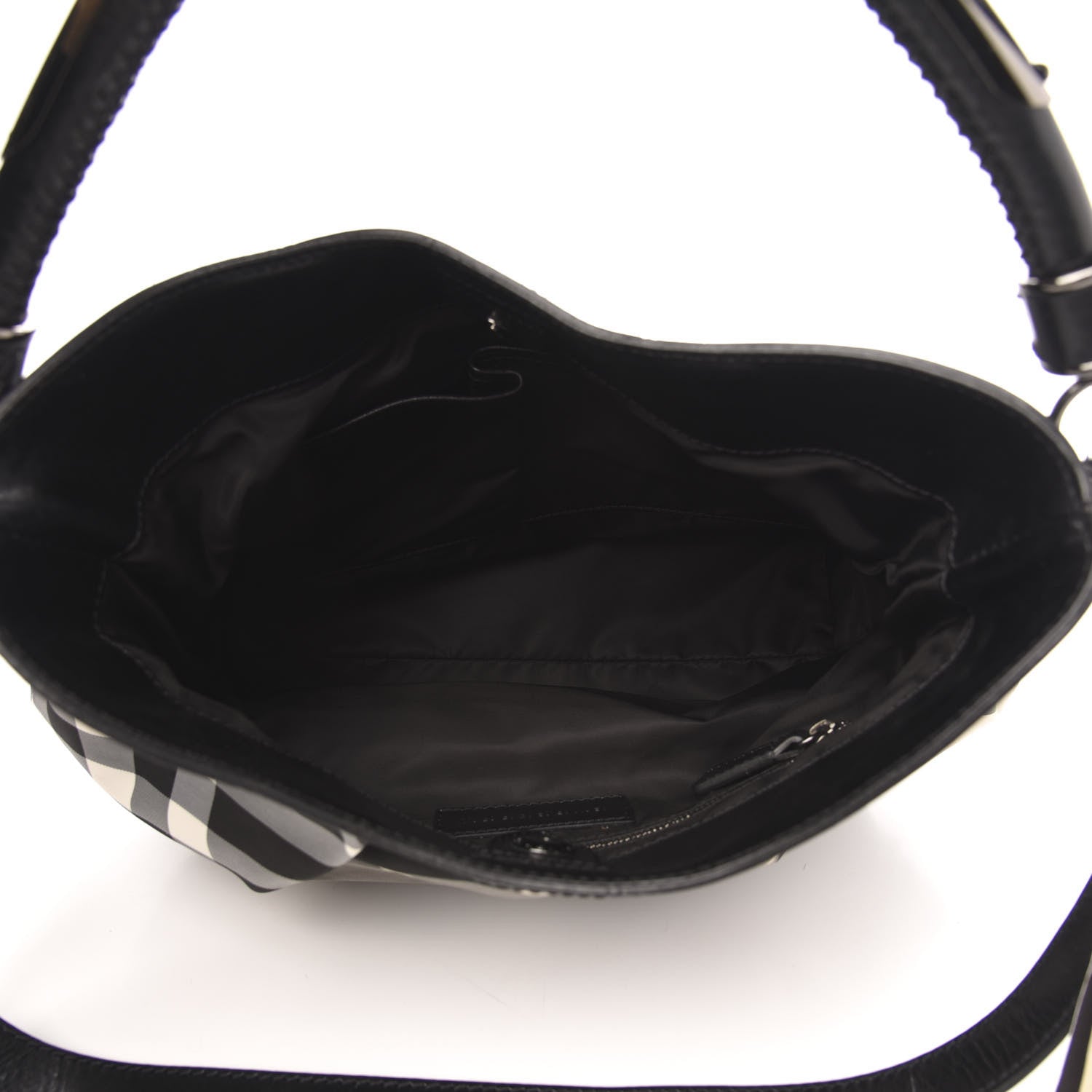 Burberry Nylon Beat Check Studded Hobo Black 5 of 11