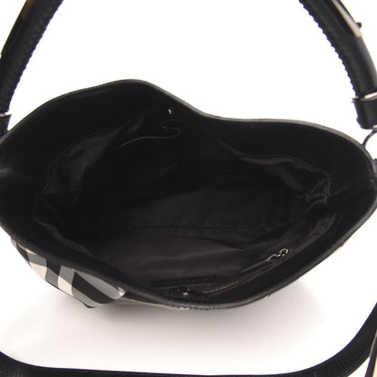 Burberry Nylon Beat Check Studded Hobo Black 5 of 11