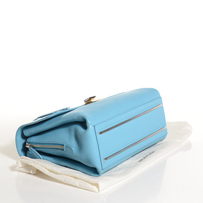 Balenciaga Grained Calfskin Le Dix Small Soft Cartable Bleu Azur 4 of 9