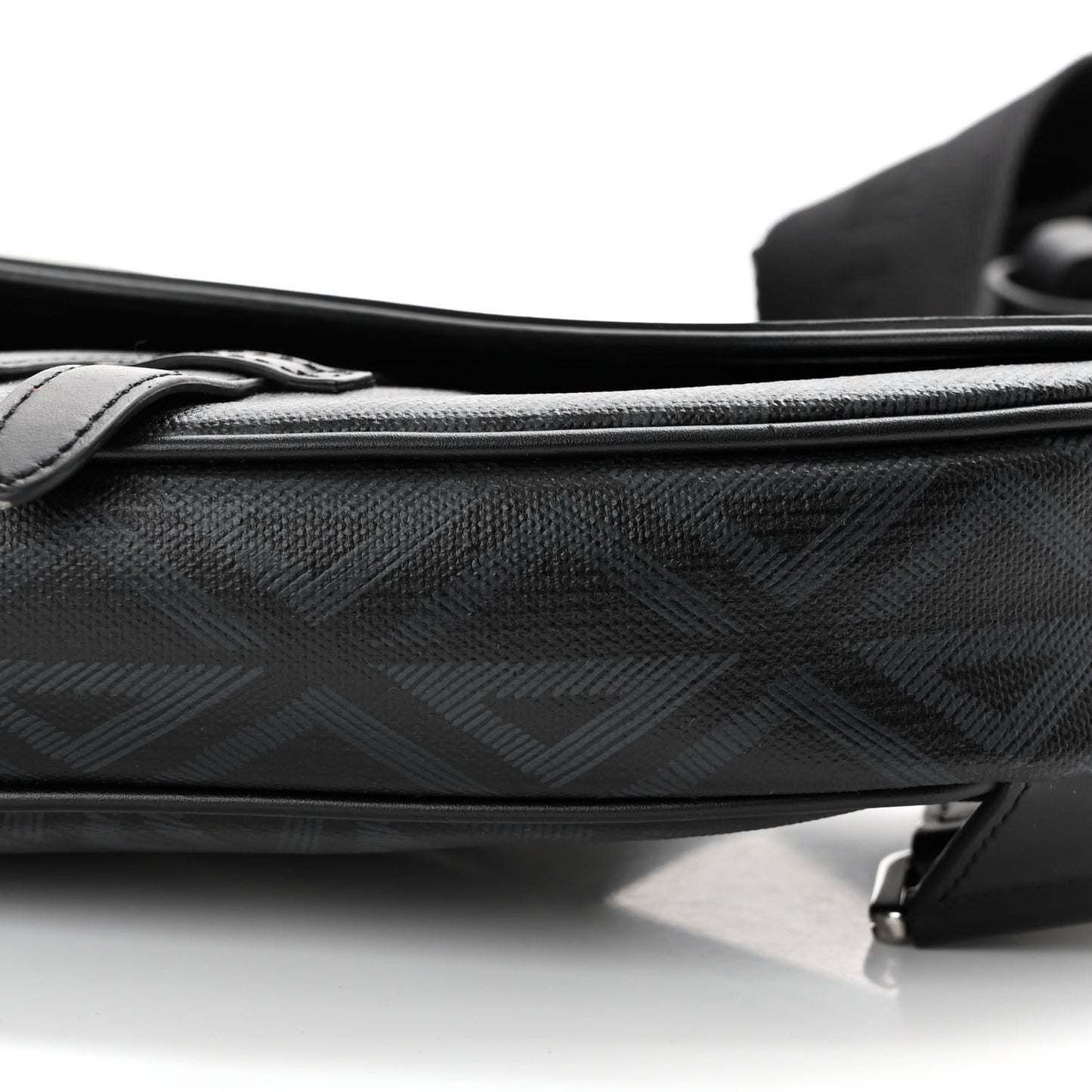 Smooth Calfskin Canvas CD Diamond Mens Saddle Bag Black