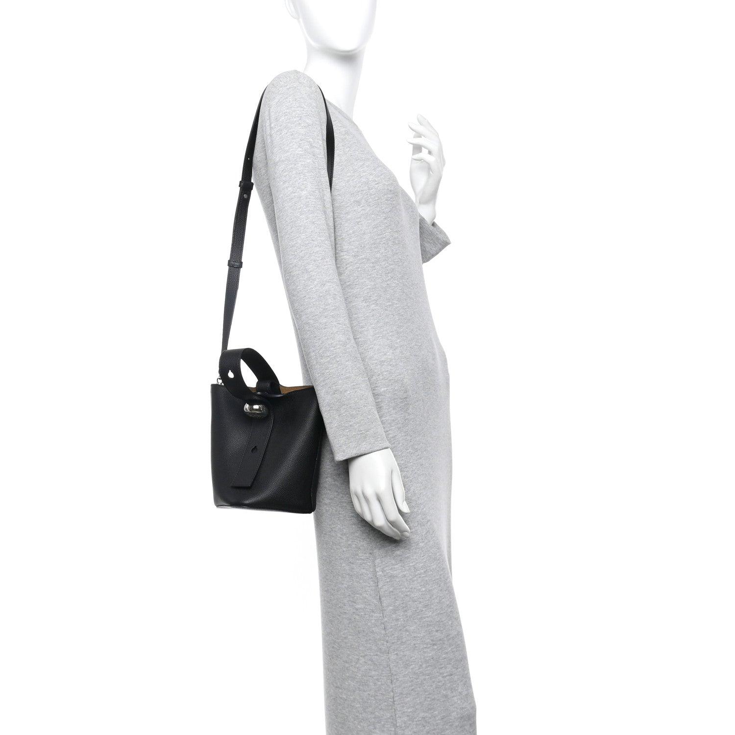 Loewe Soft Grained Calfskin Mini Pebble Bucket Bag Black 2 of 10