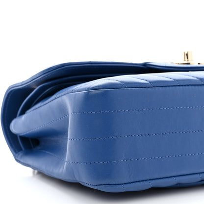 Chanel Lambskin Chevron Quilted Small Double Flap Blue 9 of 10