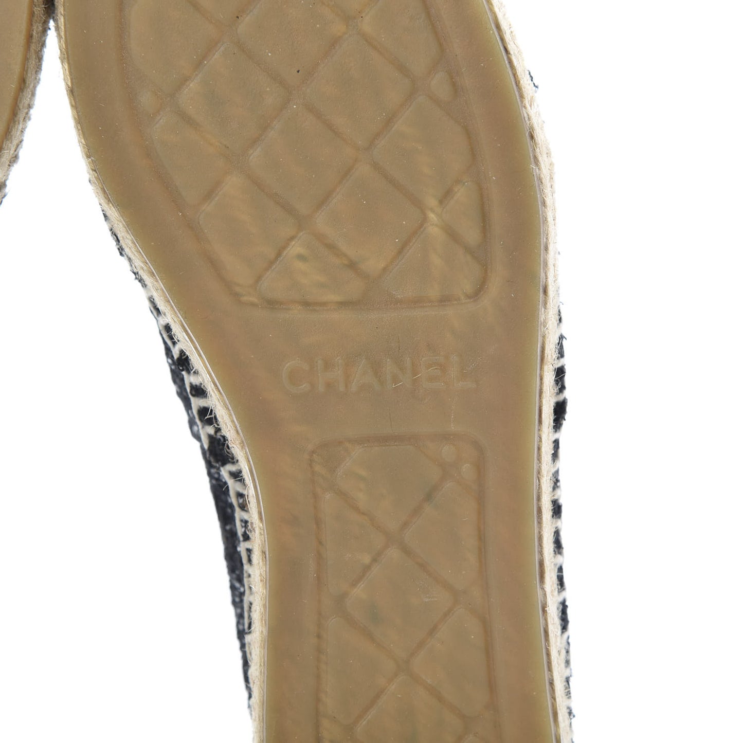 Tweed Patent Goatskin Sequin CC Espadrilles 37 Black