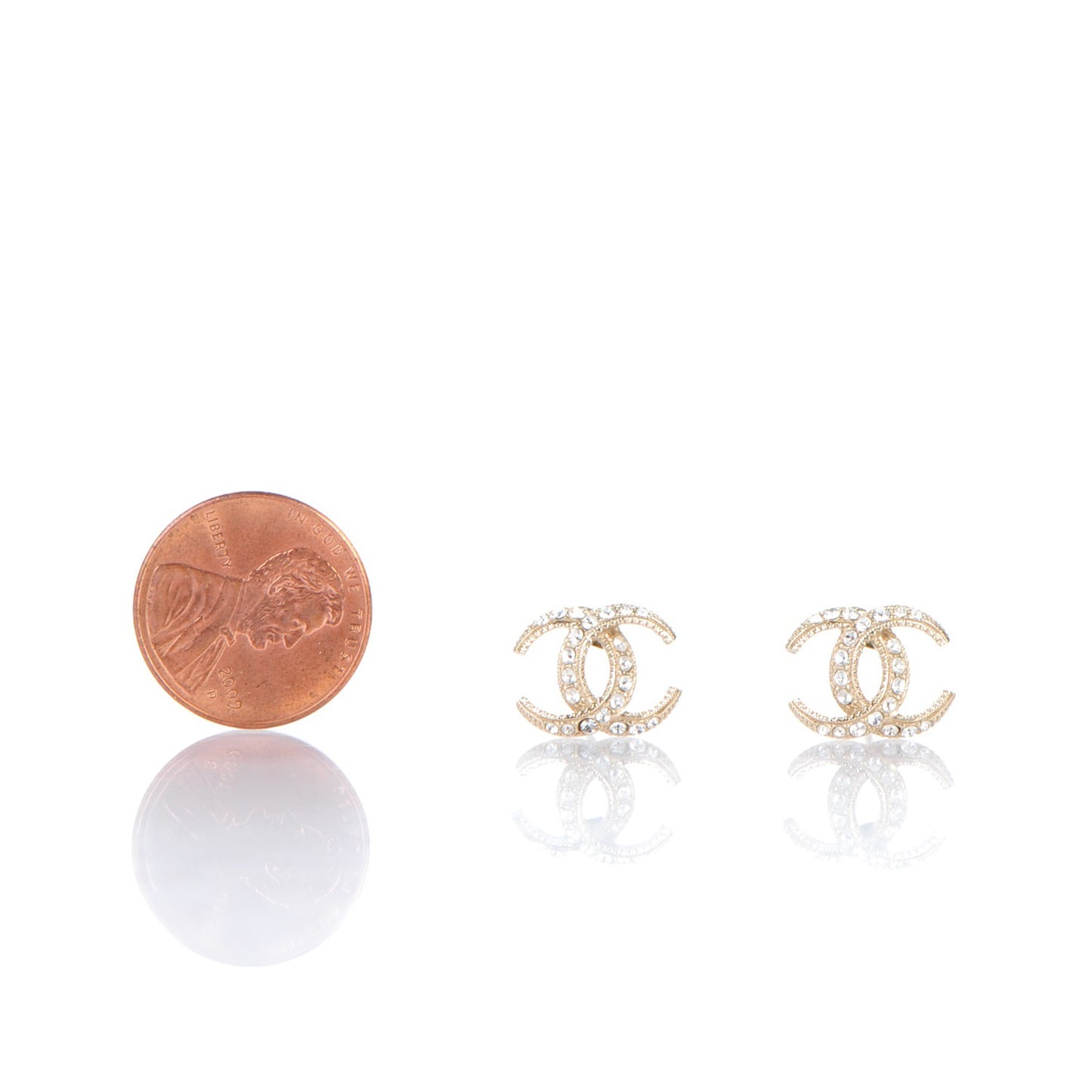 Crystal CC Moon Earrings Gold