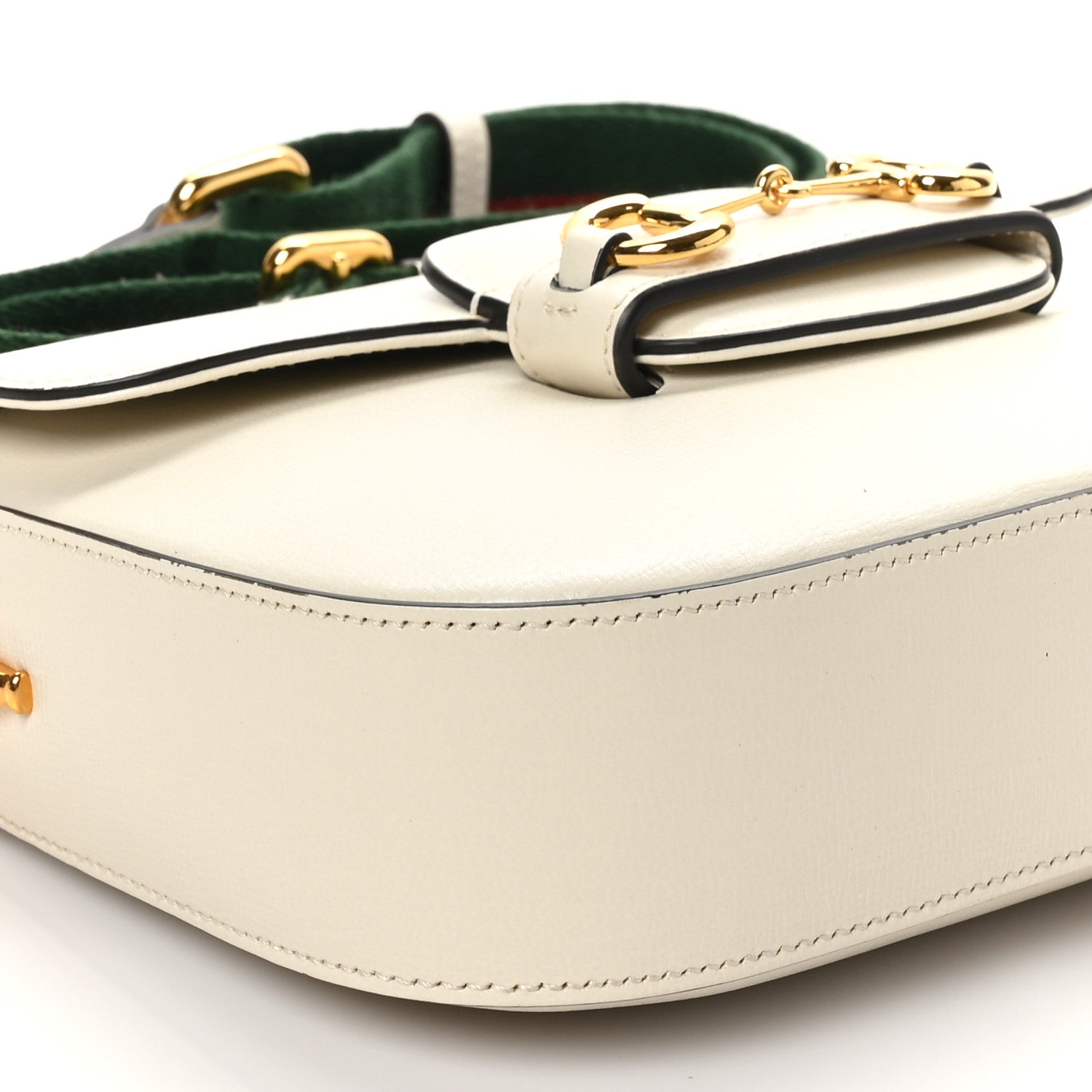 Gucci Azalea Calfskin Web Mini Horsebit 1955 Shoulder Bag Mystic White 9 of 10