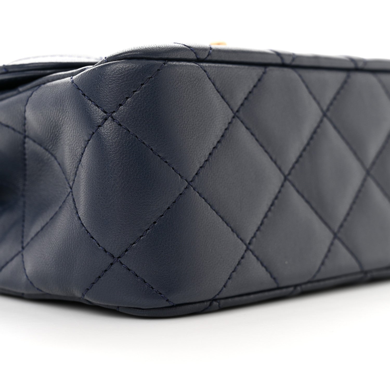 Chanel Lambskin Metal Quilted Twist Top Handle Flap With Chain Blue 9 of 10