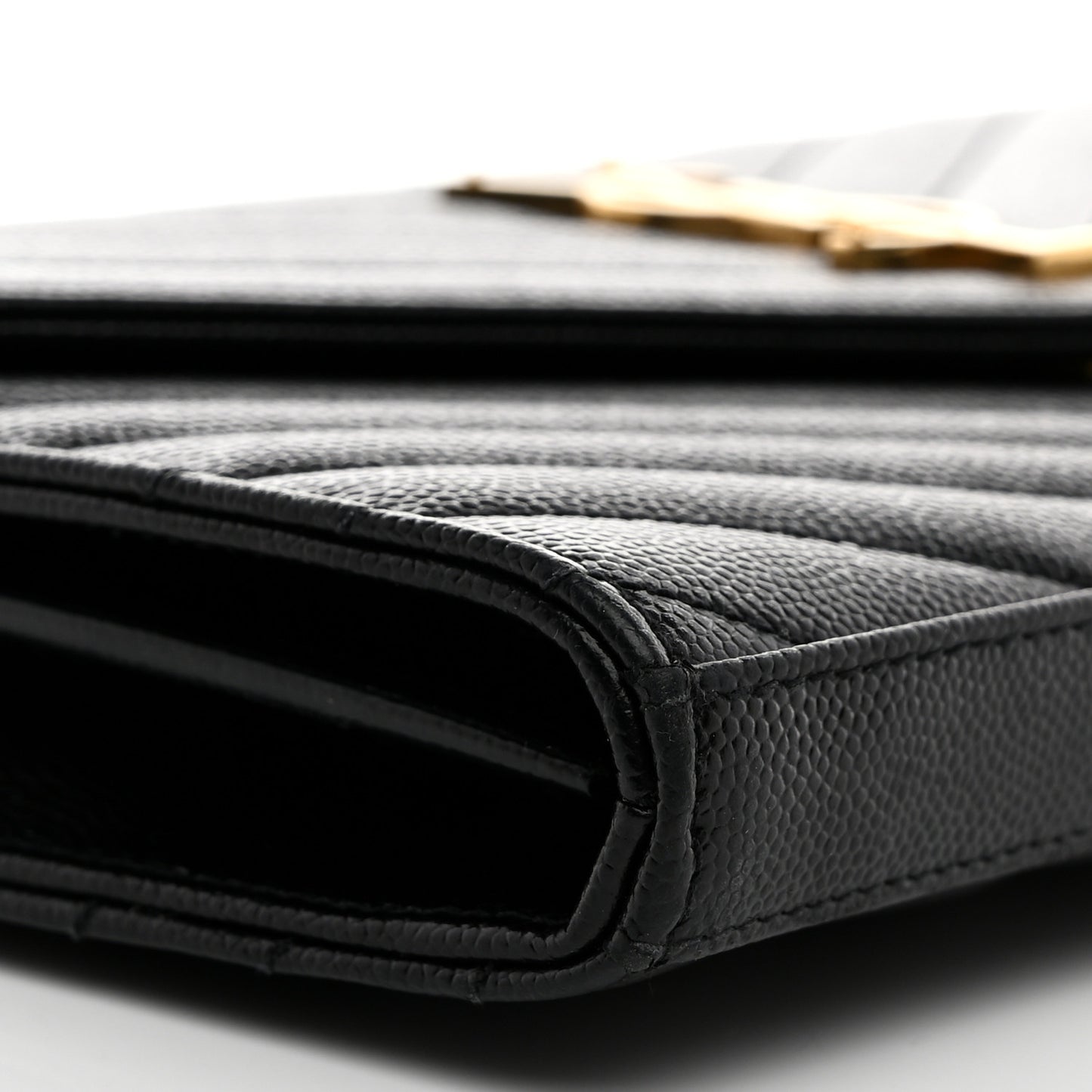 Grain De Poudre Matelasse Chevron Monogram Chain Wallet Black