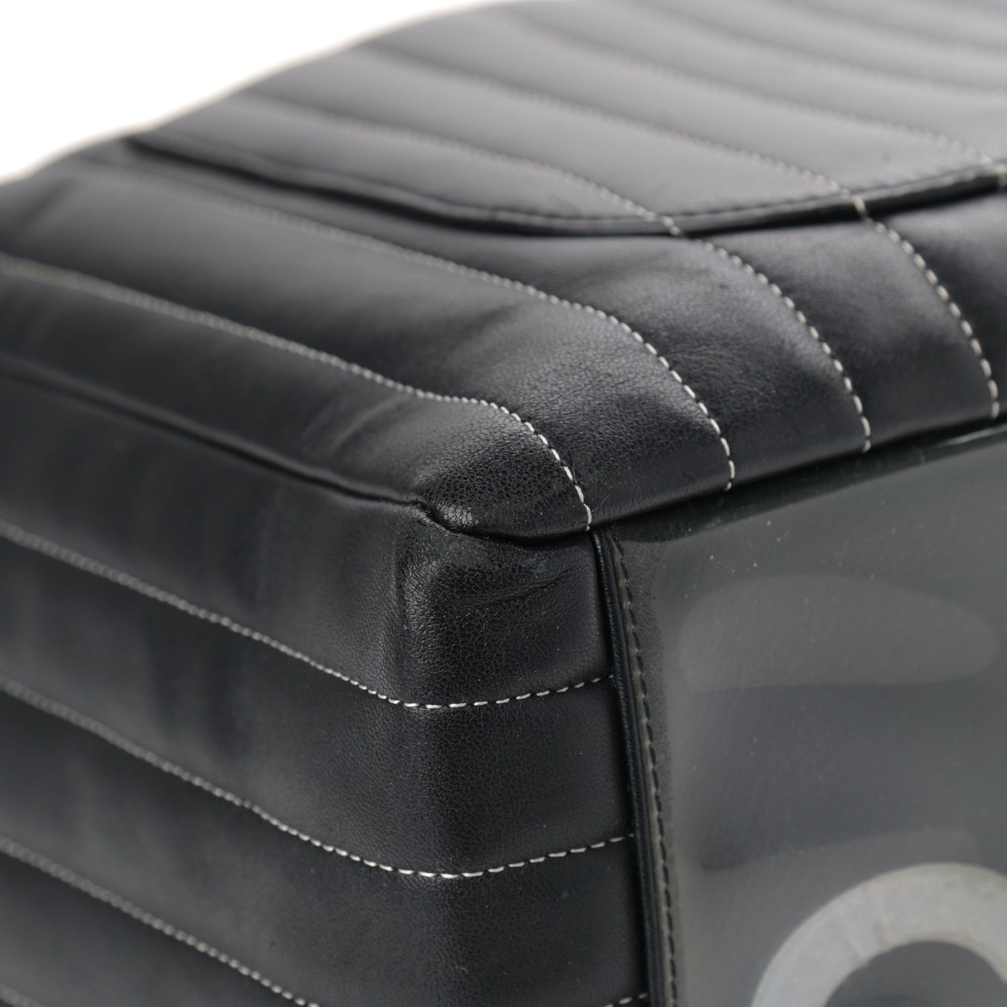 Lambskin Vertical Quilted Large Mademoiselle Tote Black