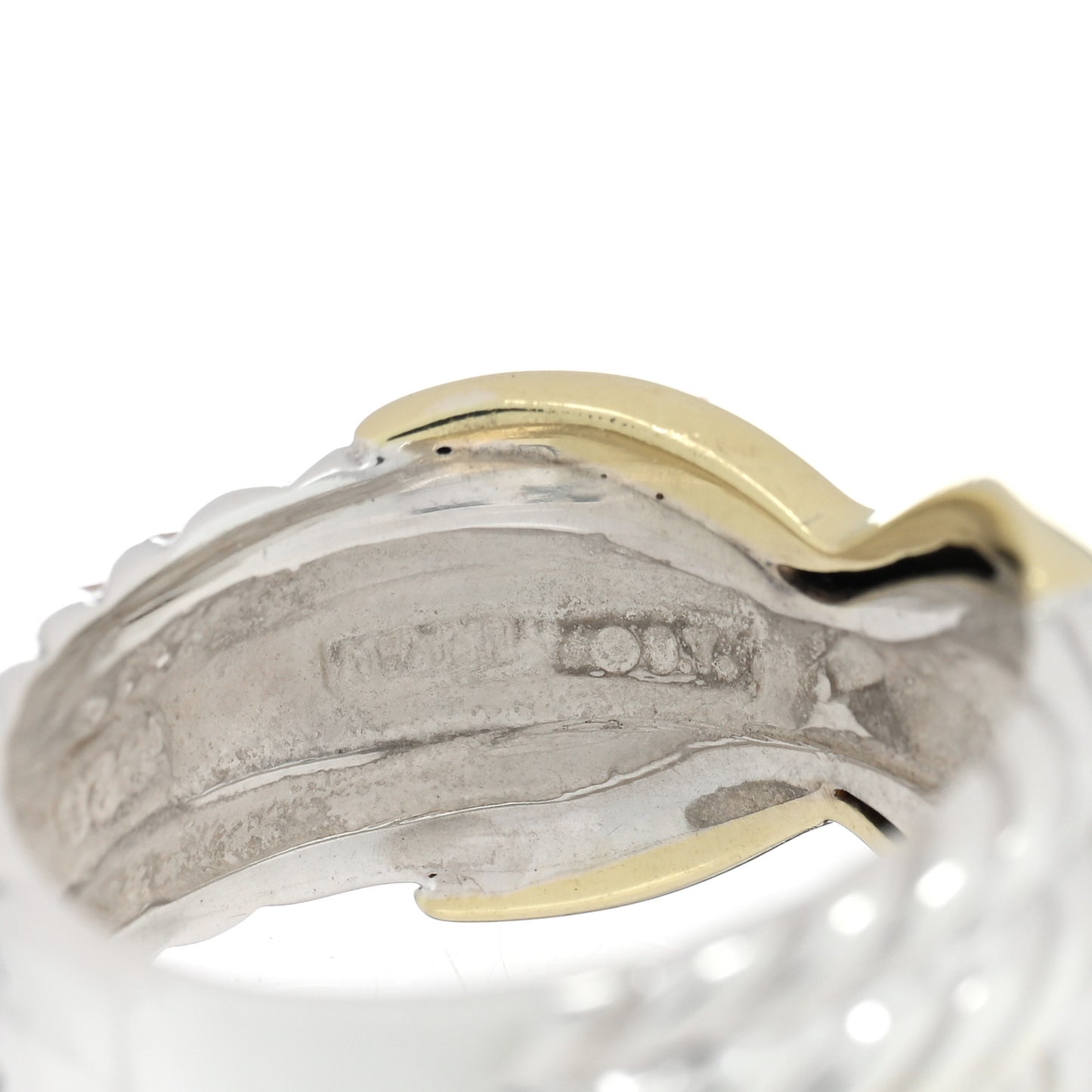 DAVID YURMAN Sterling Silver 14k Yellow Gold X Triple Row Ring 7