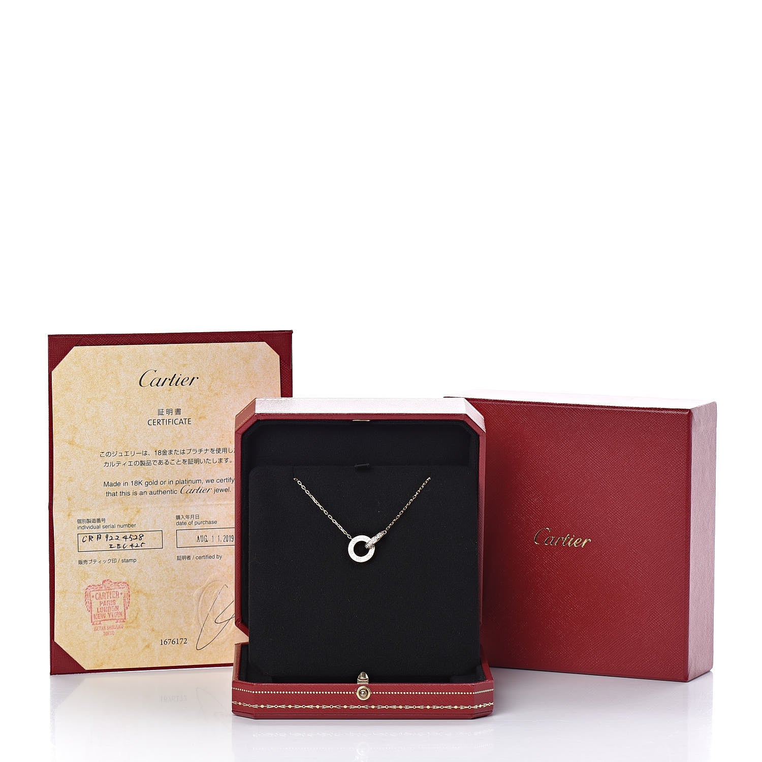 Cartier 18K Pink Gold Diamond Interlocking LOVE Paved Necklace 7 of 7