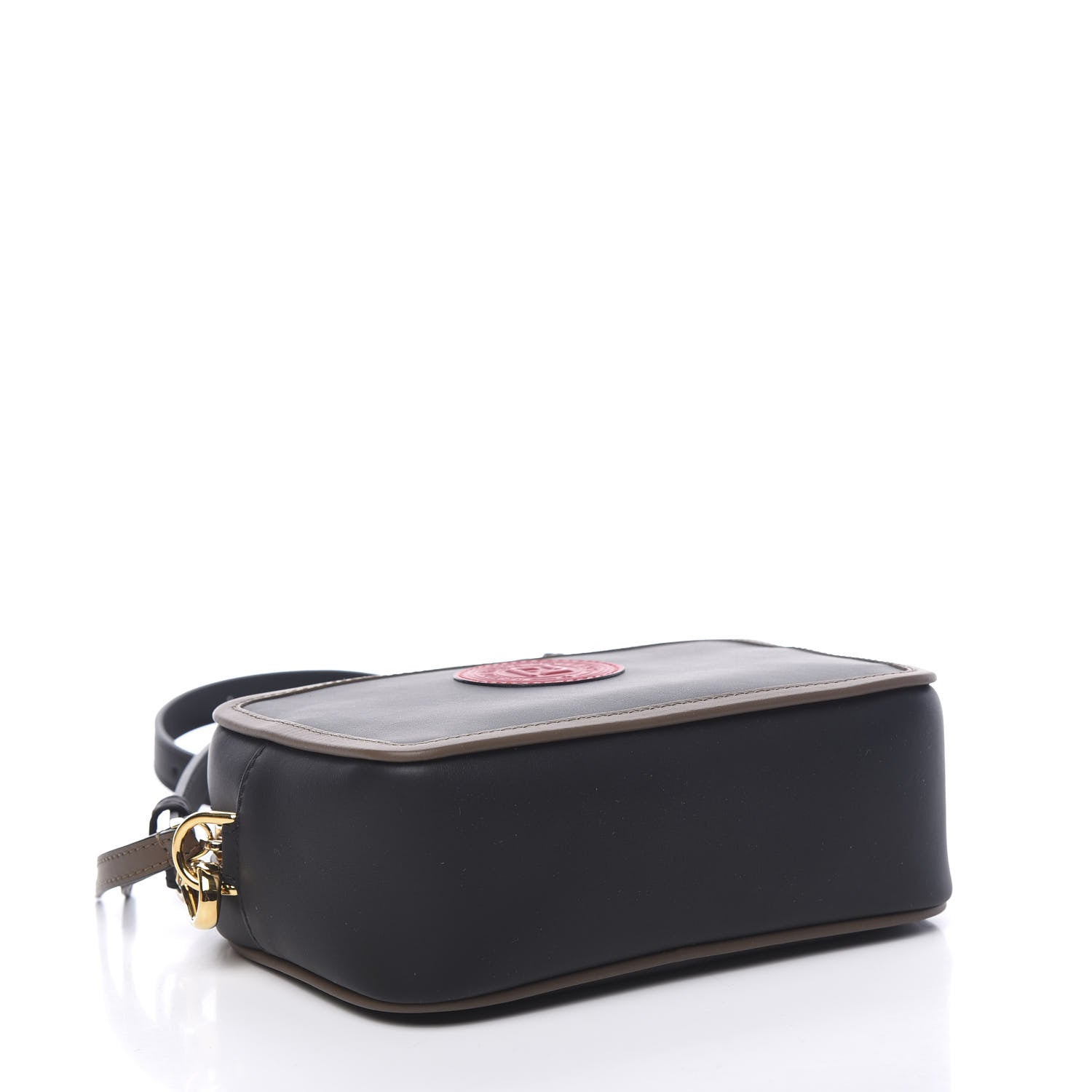Fendi Vitello Century Matte Stamp Patch Bi-Color Mini Camera Case Black Maya Fragola 3 of 10