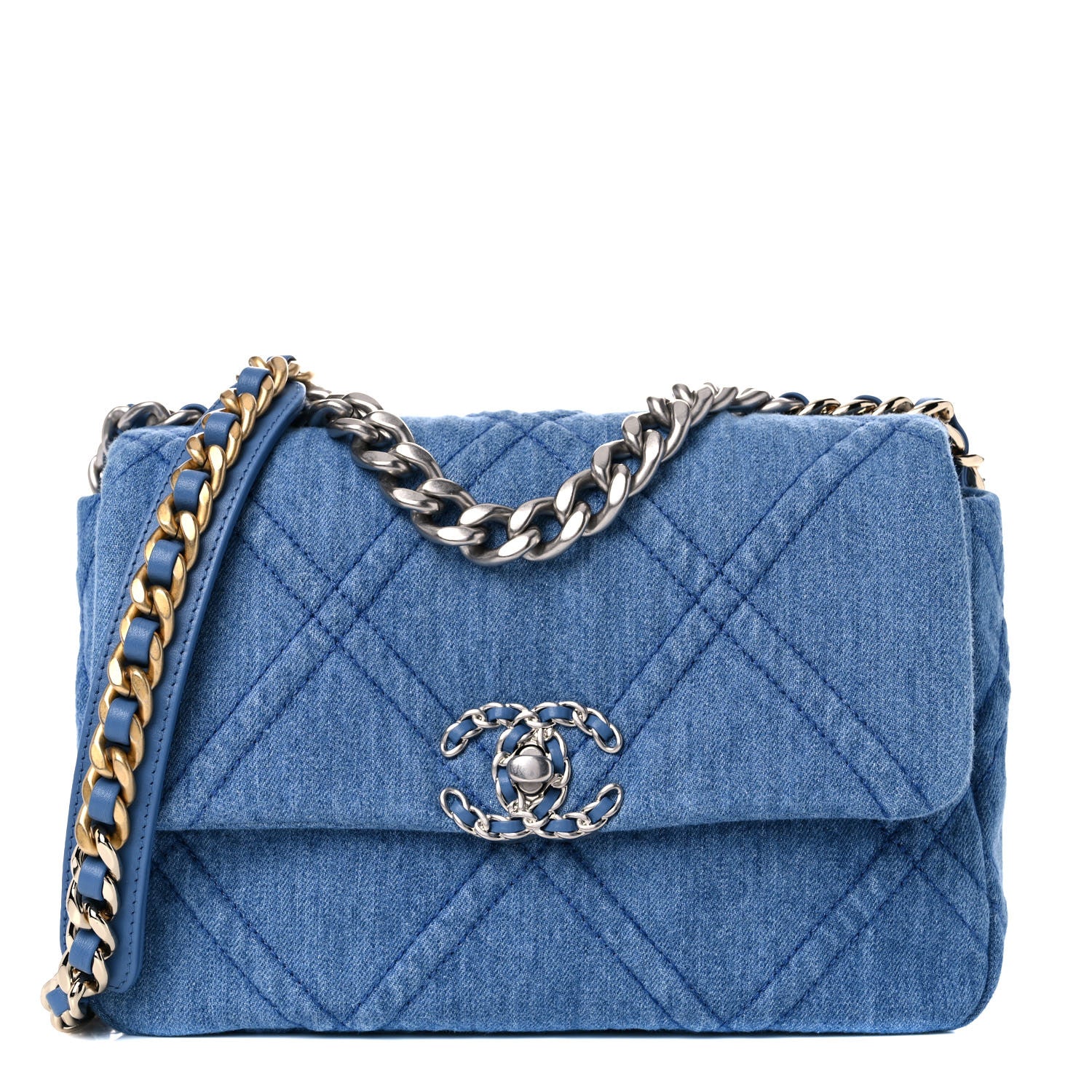 Chanel Denim Quilted Medium Chanel 19 Flap Blue 1 of 10