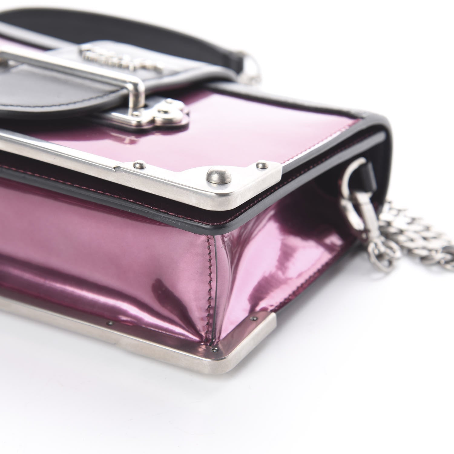 Prada Metallic Vitello Saffiano Cahier Bag Ferro Black 6 of 7