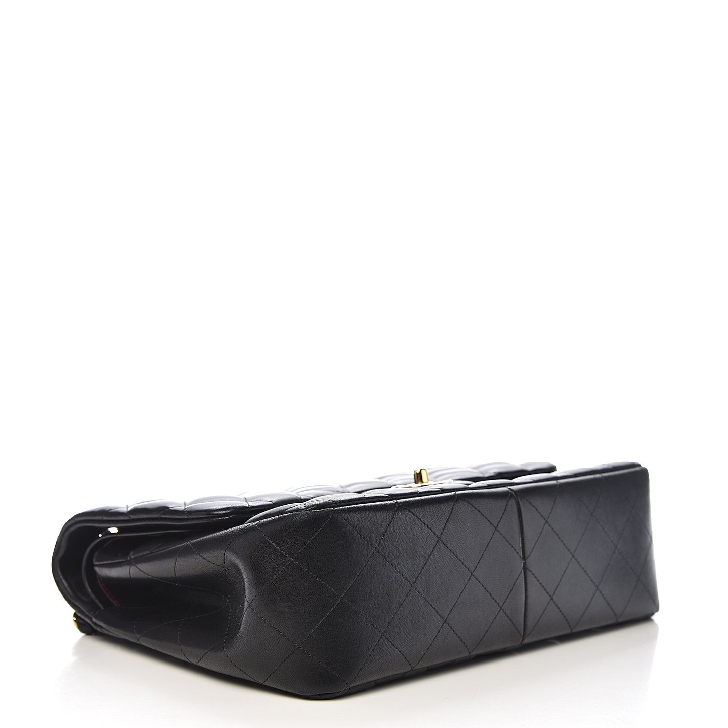 Lambskin Quilted Jumbo Double Flap Black