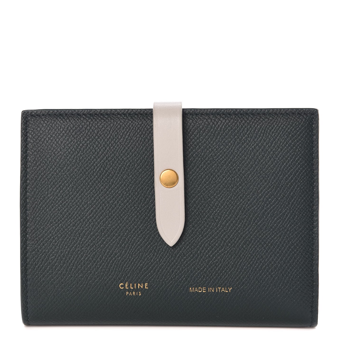 Grained Calfskin Medium Multifunction Strap Wallet Amazone Chalk