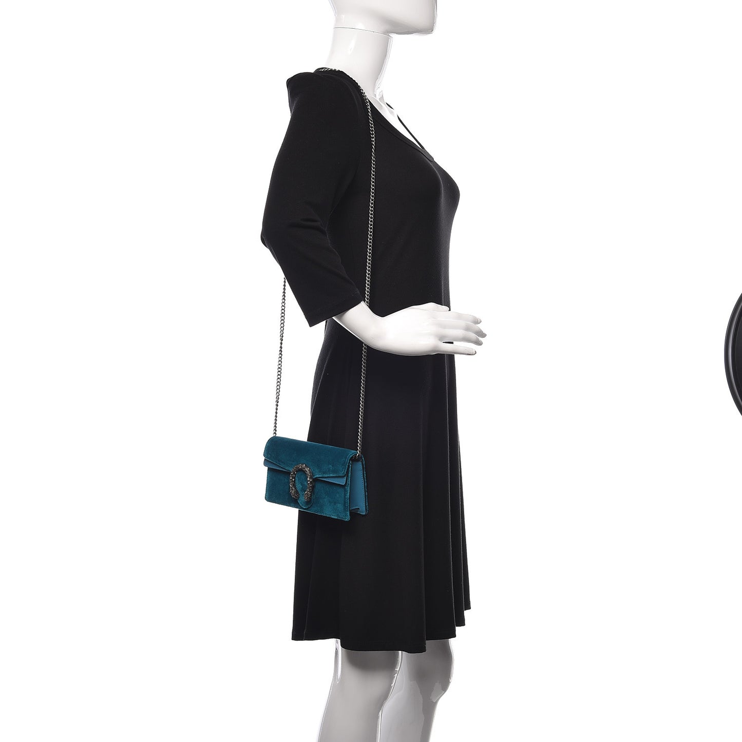 Velvet Super Mini Dionysus Shoulder Bag Pavone Cyan