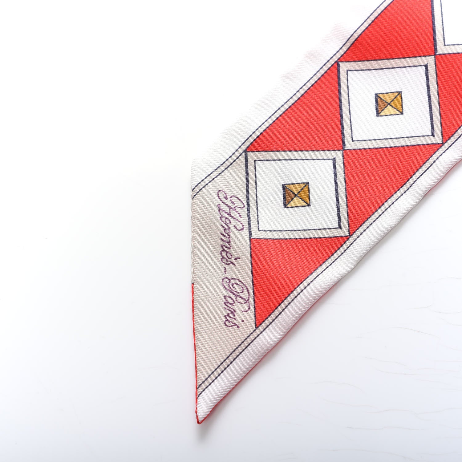 Hermes Silk Colliers Et Chiens Twilly Rouge White Mastic 3 of 3