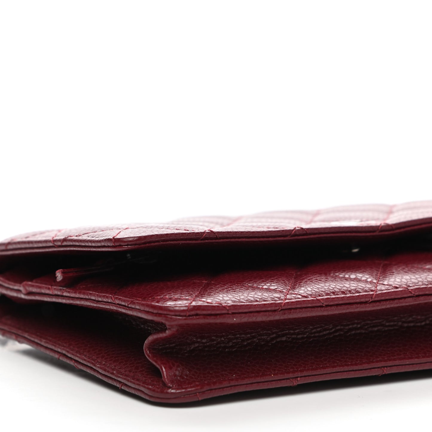Caviar Quilted Wallet on Chain WOC Burgundy