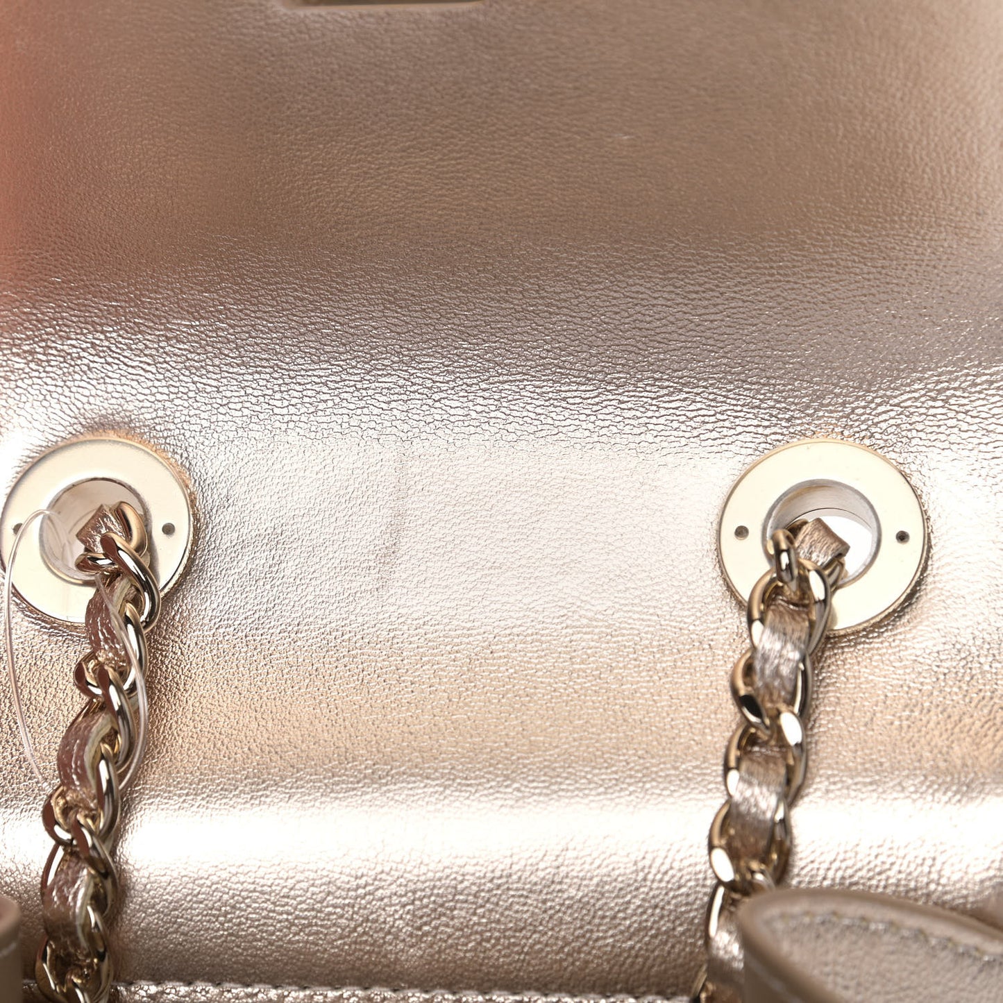 Metallic Lambskin Quilted Mini Trendy CC Clutch With Chain Gold