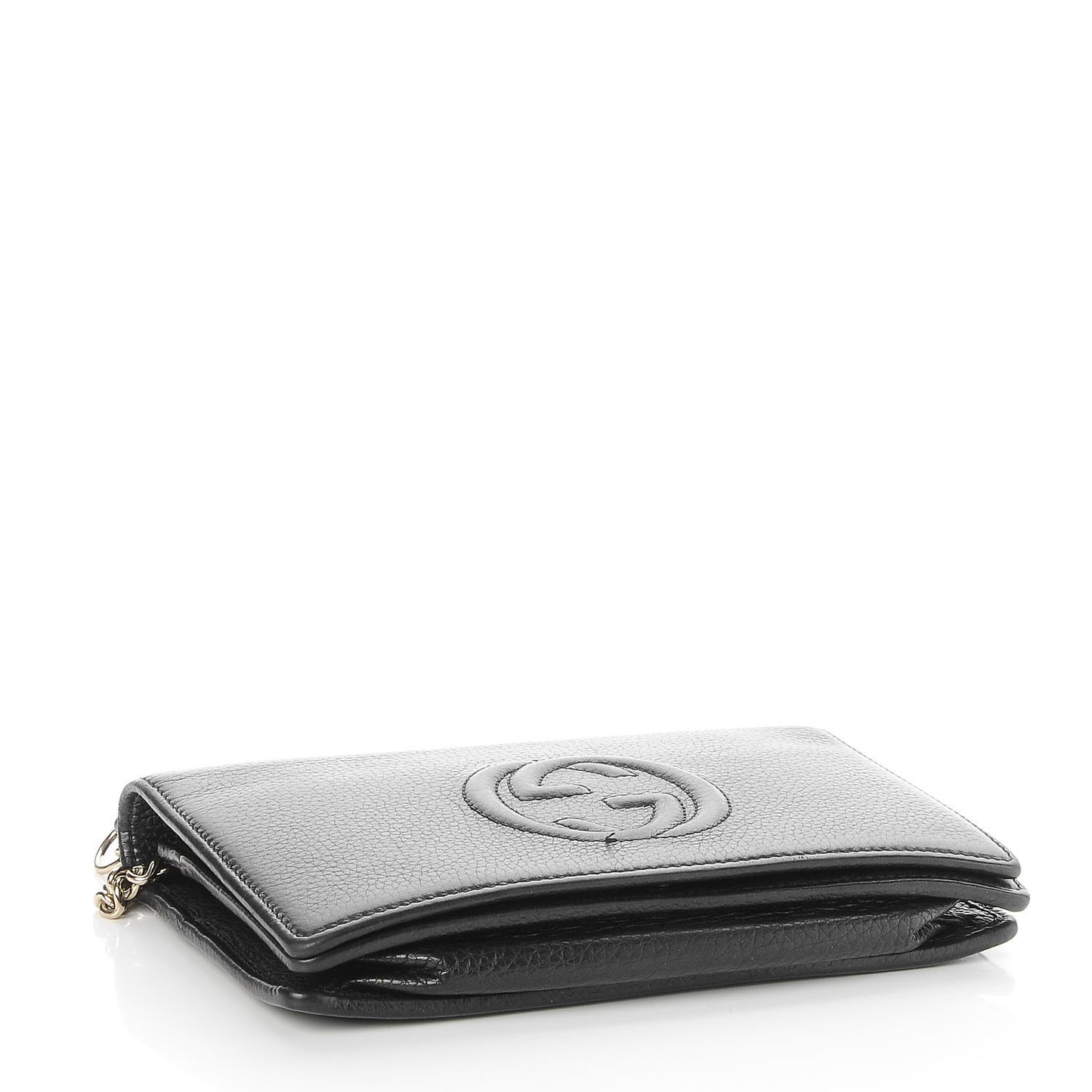 Pebbled Calfskin Soho Wallet on Chain Black
