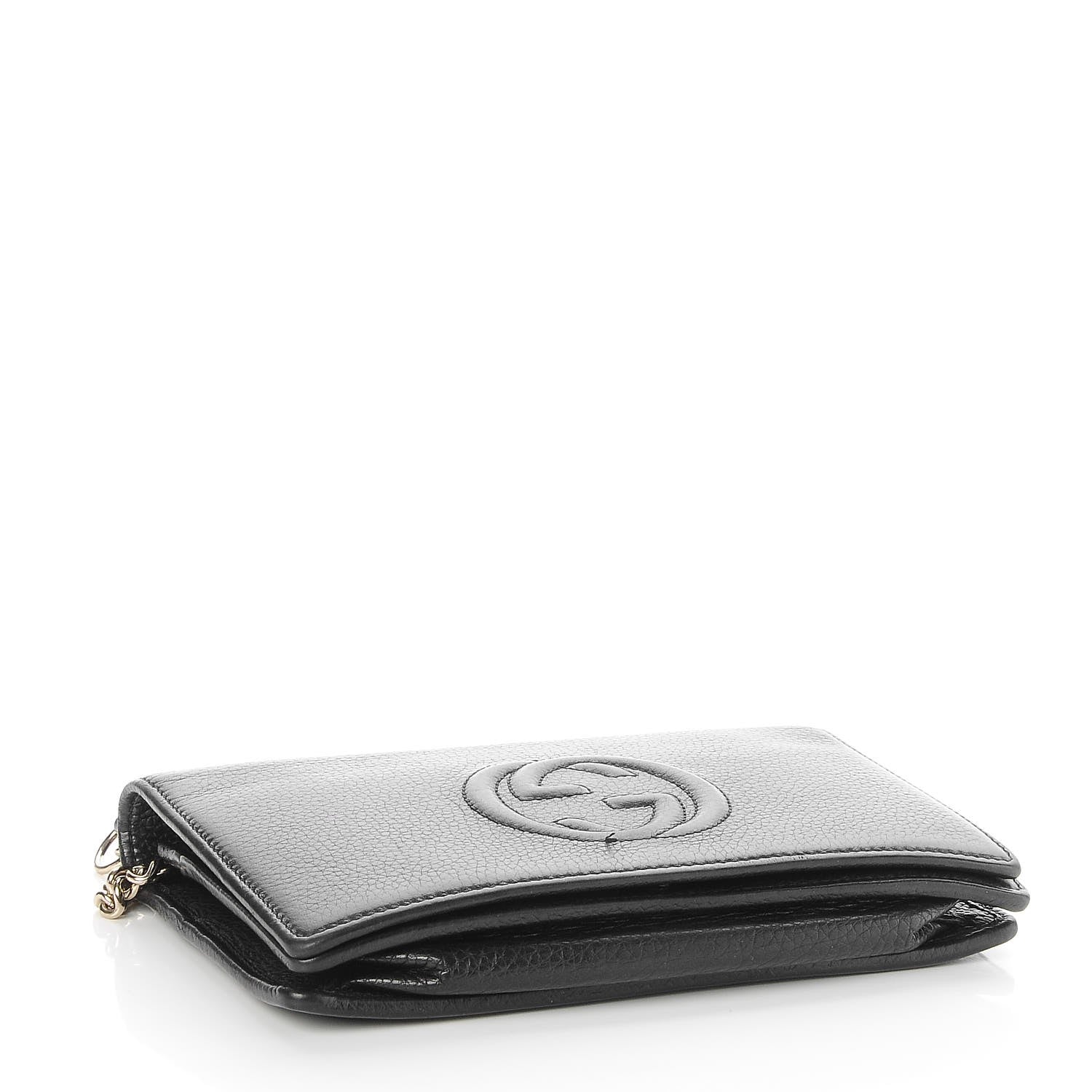 Gucci Pebbled Calfskin Soho Wallet on Chain Black 4 of 6