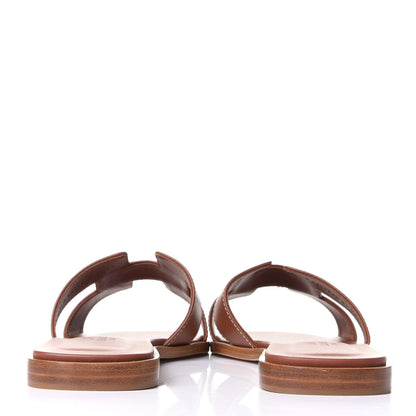 Hermes Box Calfskin Oran Sandals 38 Gold 3 of 4