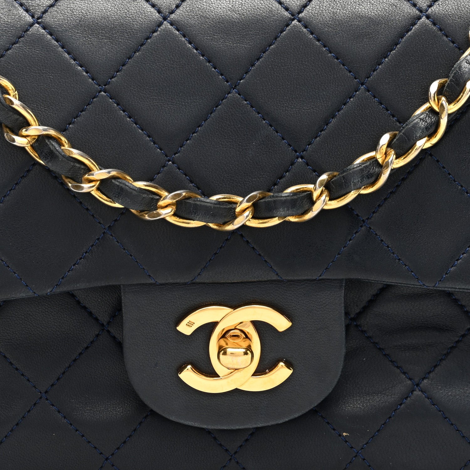 Chanel Lambskin Quilted Small Double Flap Navy 8 of 10