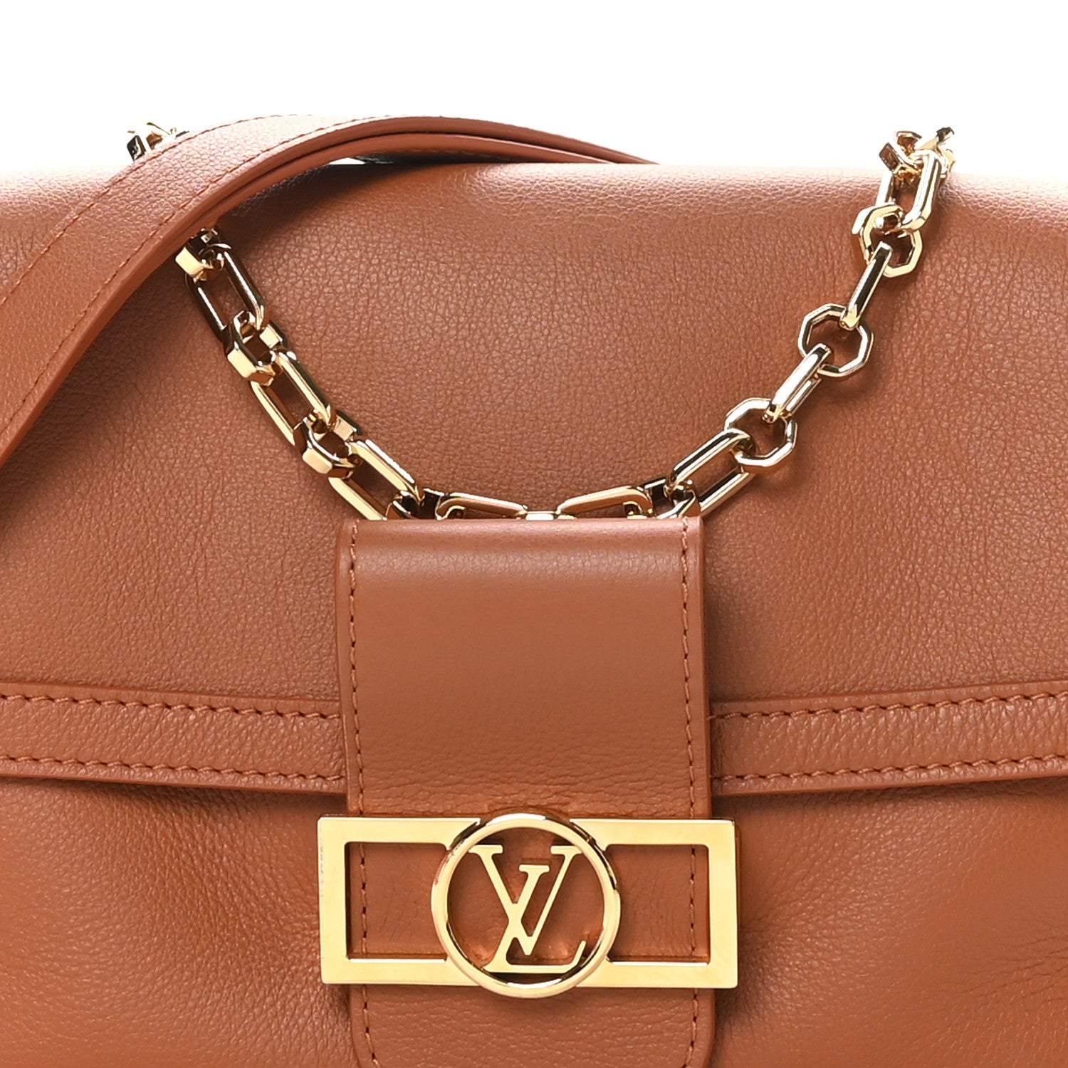 Louis Vuitton Smooth Calfskin Soft Dauphine MM Cognac 7 of 9