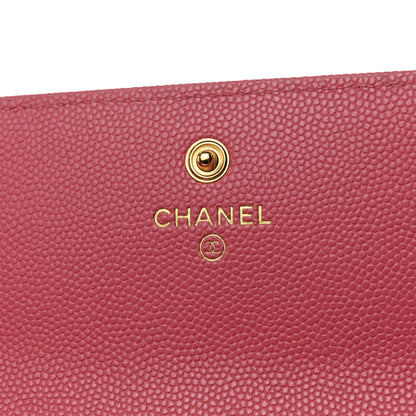 Chanel Caviar Quilted Textured CC Long Flap Wallet Pink 6 of 8