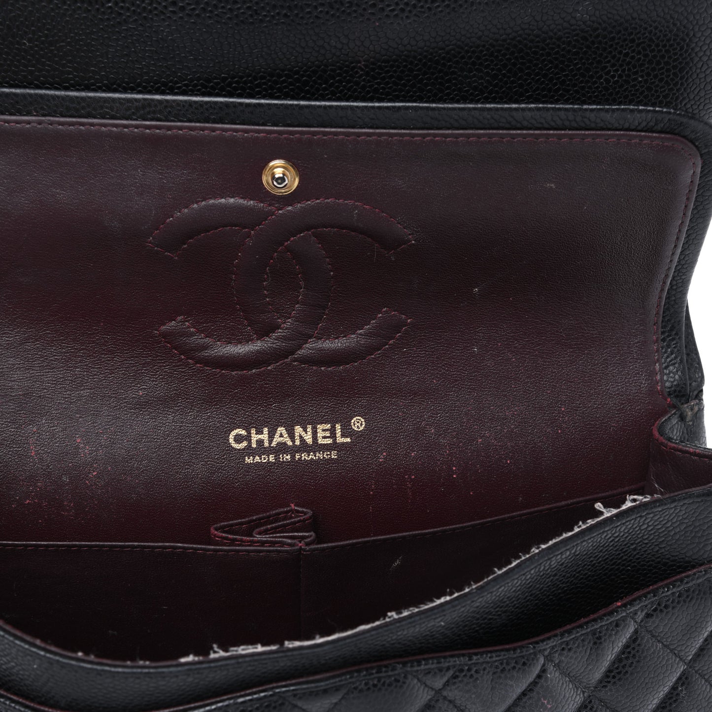 Caviar Quilted Medium Double Flap Black