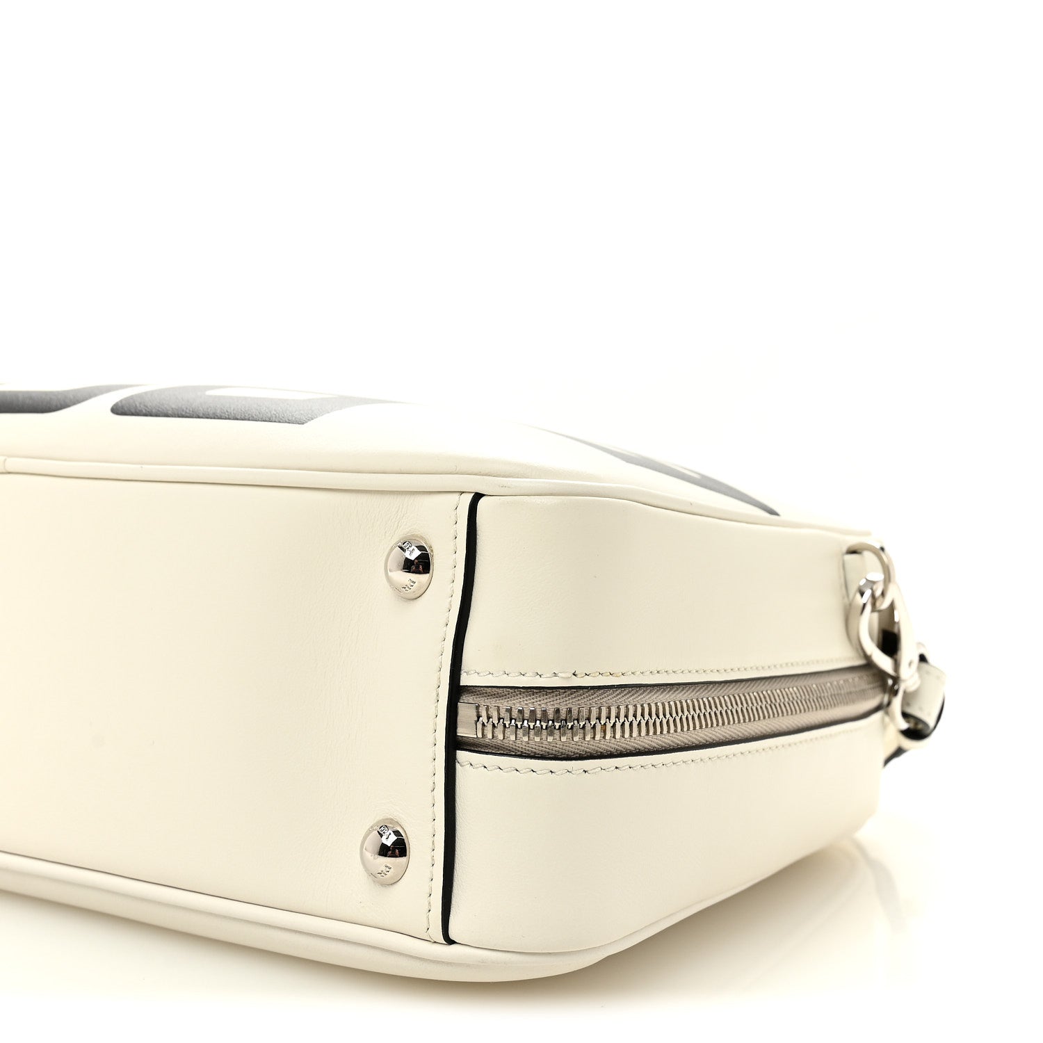 Prada City Calfskin Racing Logo Bowler White Black 9 of 9