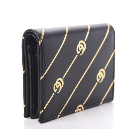 Gucci Calfskin Diagonal GG Card Case Black Gold 2 of 7