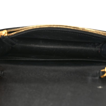 Saint Laurent Grain De Poudre Matelasse Chevron Monogram Envelope Chain Wallet Black 5 of 15