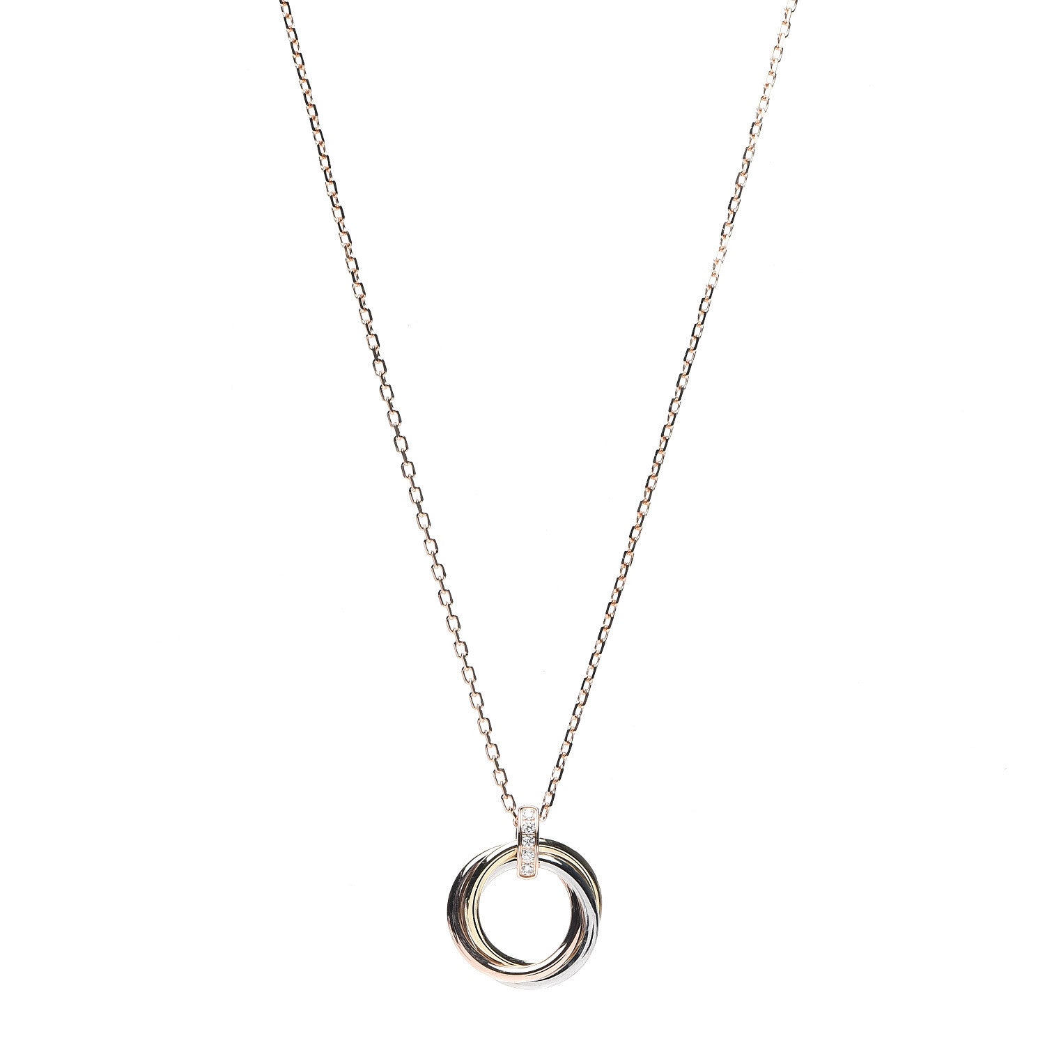 Cartier 18K Pink White Yellow Gold Diamond Trinity Pendant Necklace 1 of 5