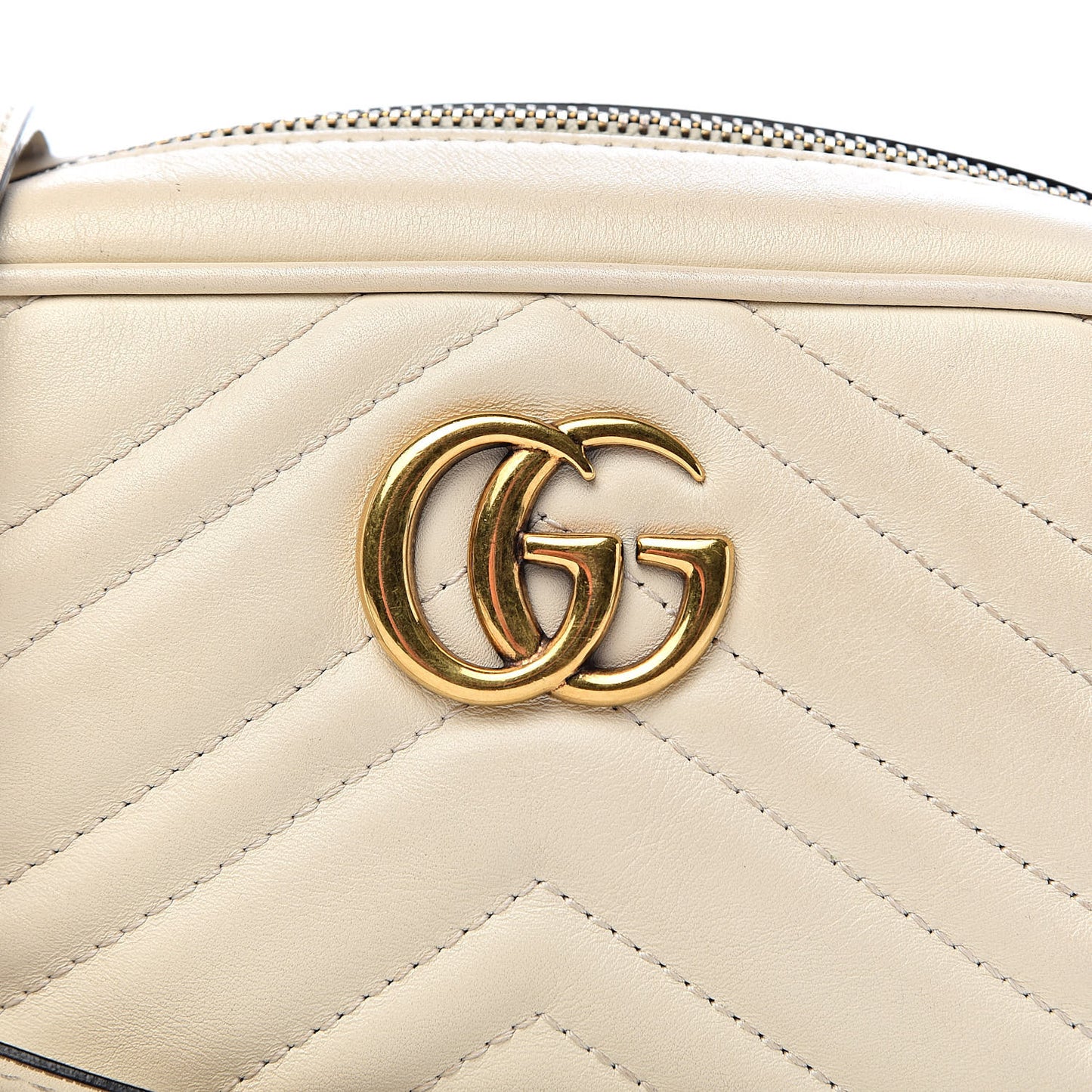 Calfskin Matelasse Mini GG Marmont Chain Shoulder Bag White