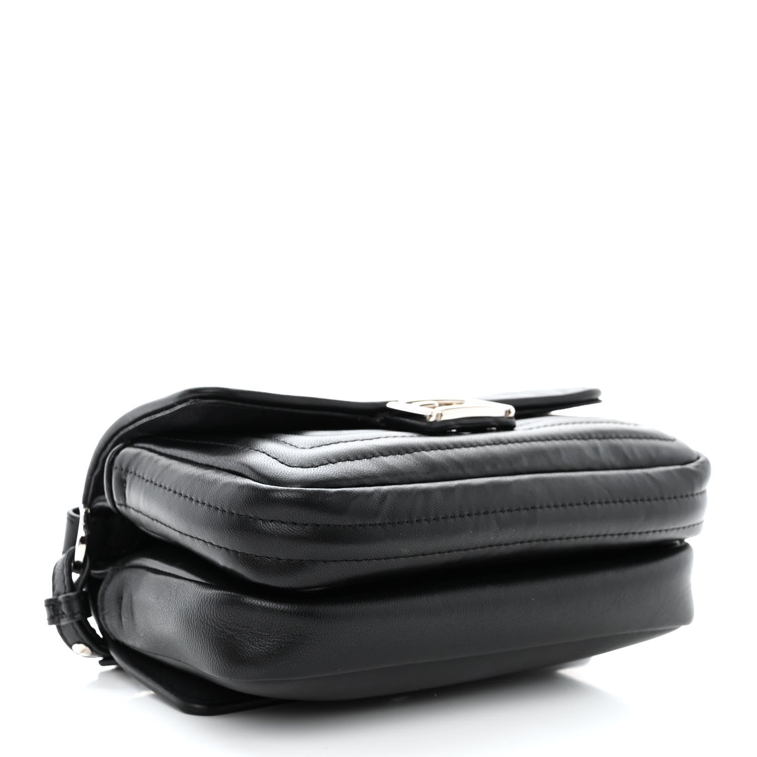 Fendi Shiny Nappa Trapuntata Micro Double Baguette Black 4 of 11